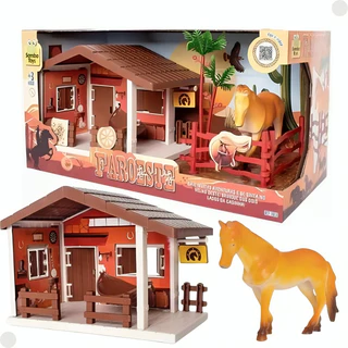Brinquedo Infantil Casinha Faroeste C/ Cavalo e Acessórios 0418 - Samba