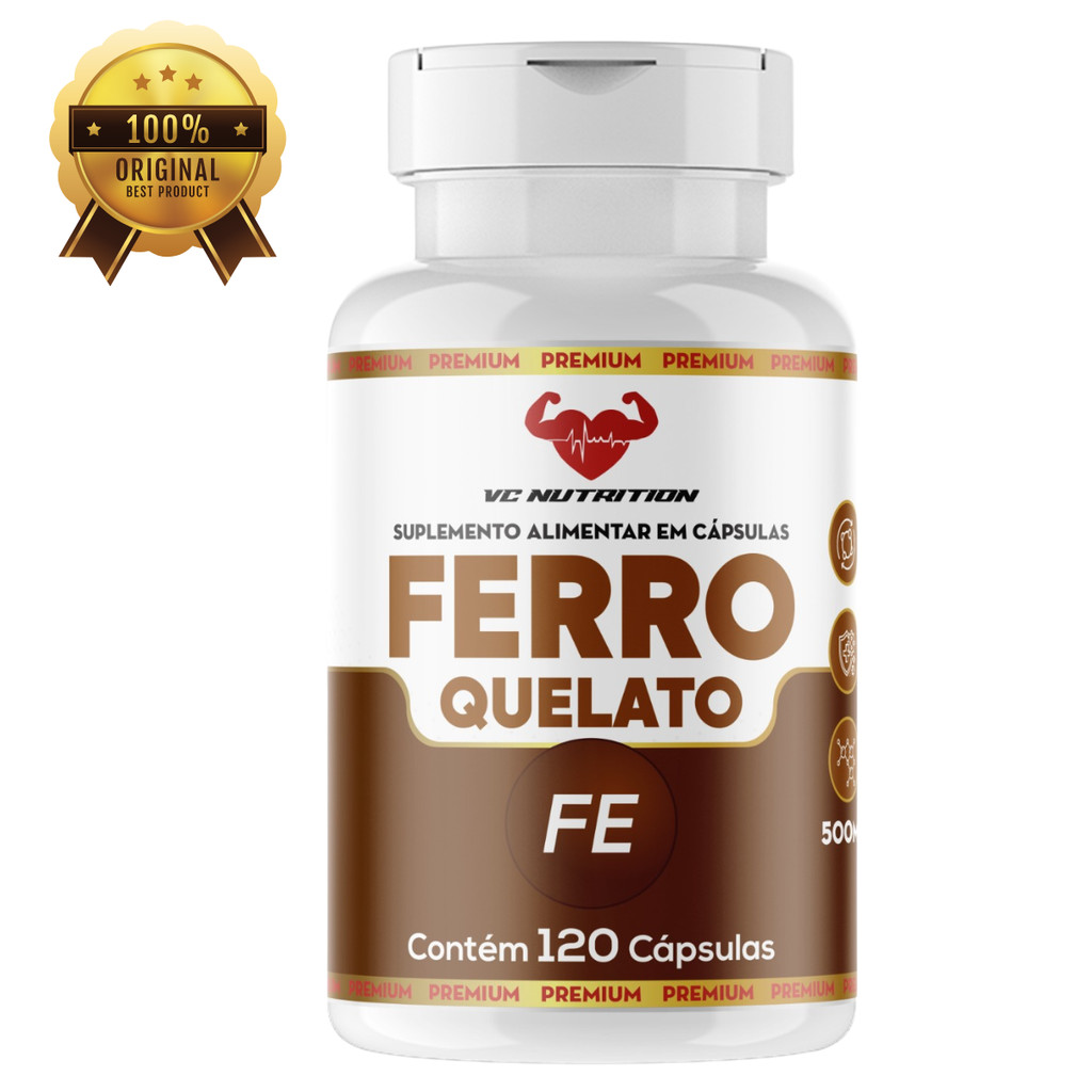 Ferro Quelato 120 capsulas 500mg | Shopee Brasil