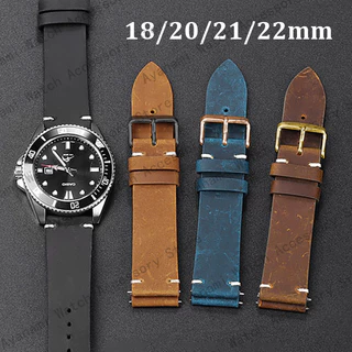 18mm 20mm 21mm 22mm Vintage Óleo Couro Genuíno Pulseira De Relógio Banda Universal Feminino Masculino
