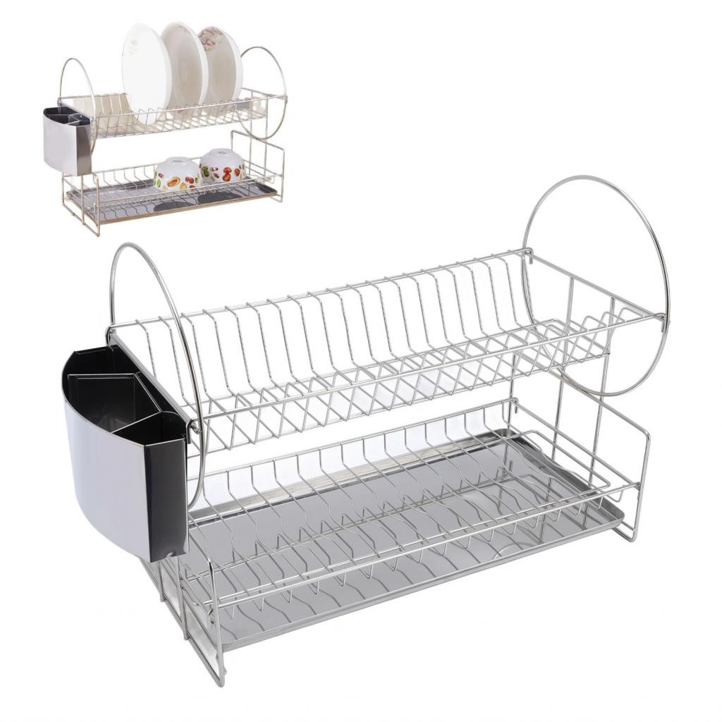 Dish Drainer Drying Rack Practical 2 Tier for Kitchen | Shopee Brasil