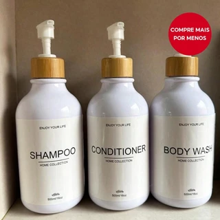 Loção De Shampoo 3pcs 500ml Conjunto Dispensador Com Rótulo Para De Banheiro Gel De Banho E Corporal Decoração De Casa