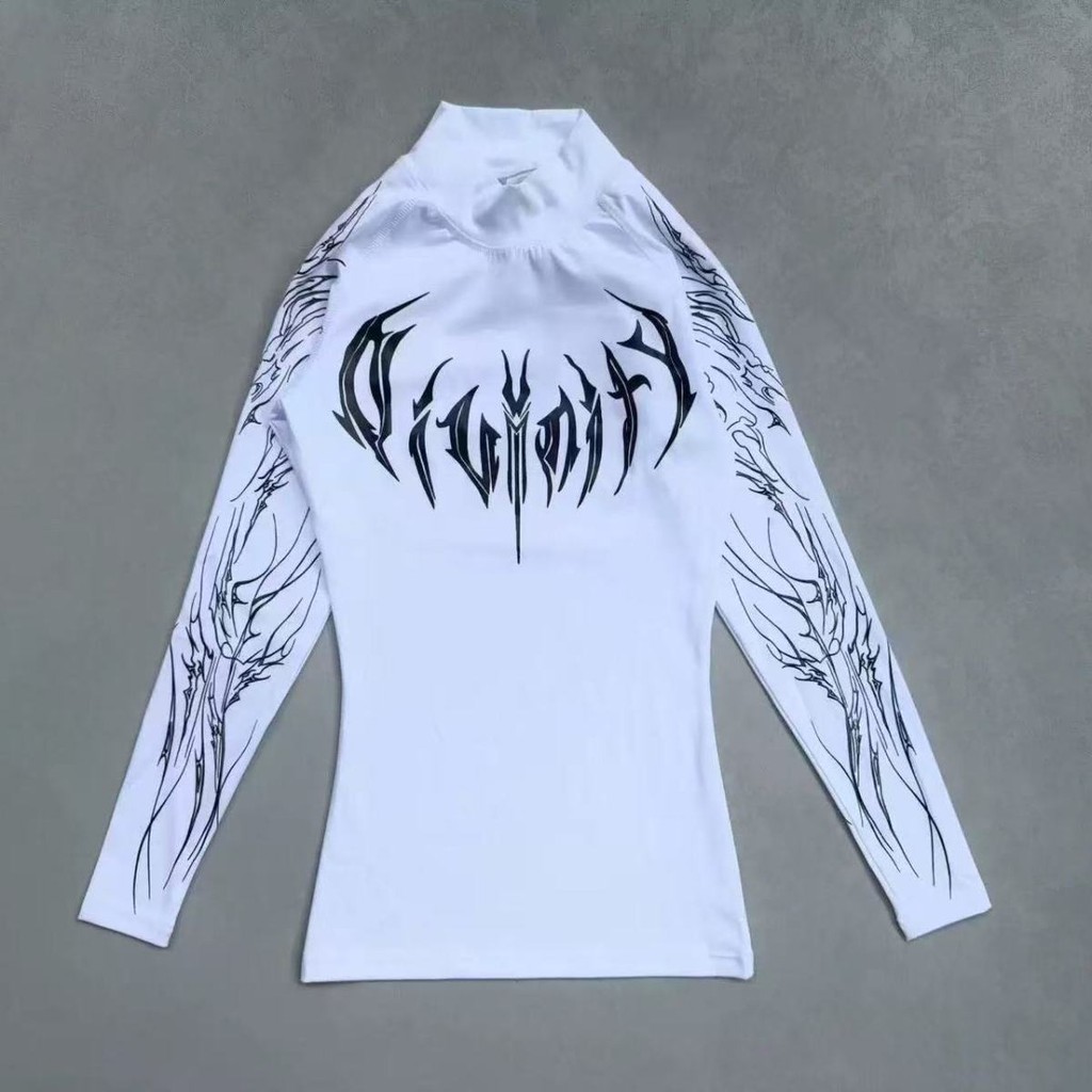 Breathedivinity Camiseta Justa Estilo Gótico Americano Elástica de