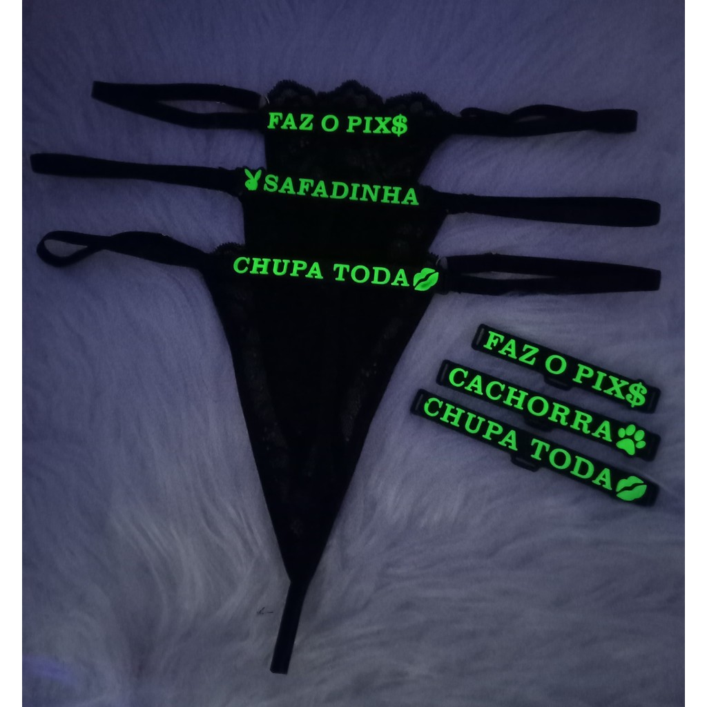 CALCINHA DE RENDA NEON QUE BRILHA NO ESCURO