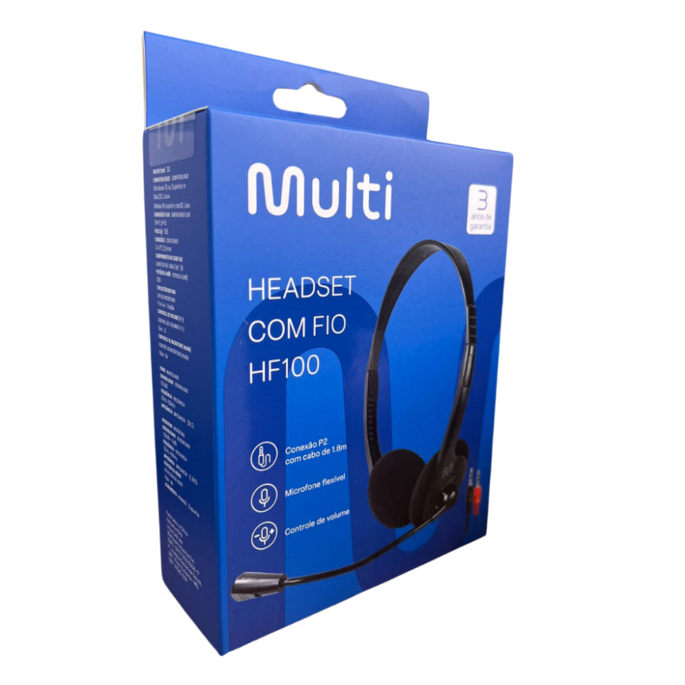 FONE HEADSET COM FIO P2 HF100-PH002 MULTILASER - Escorrega o Preço