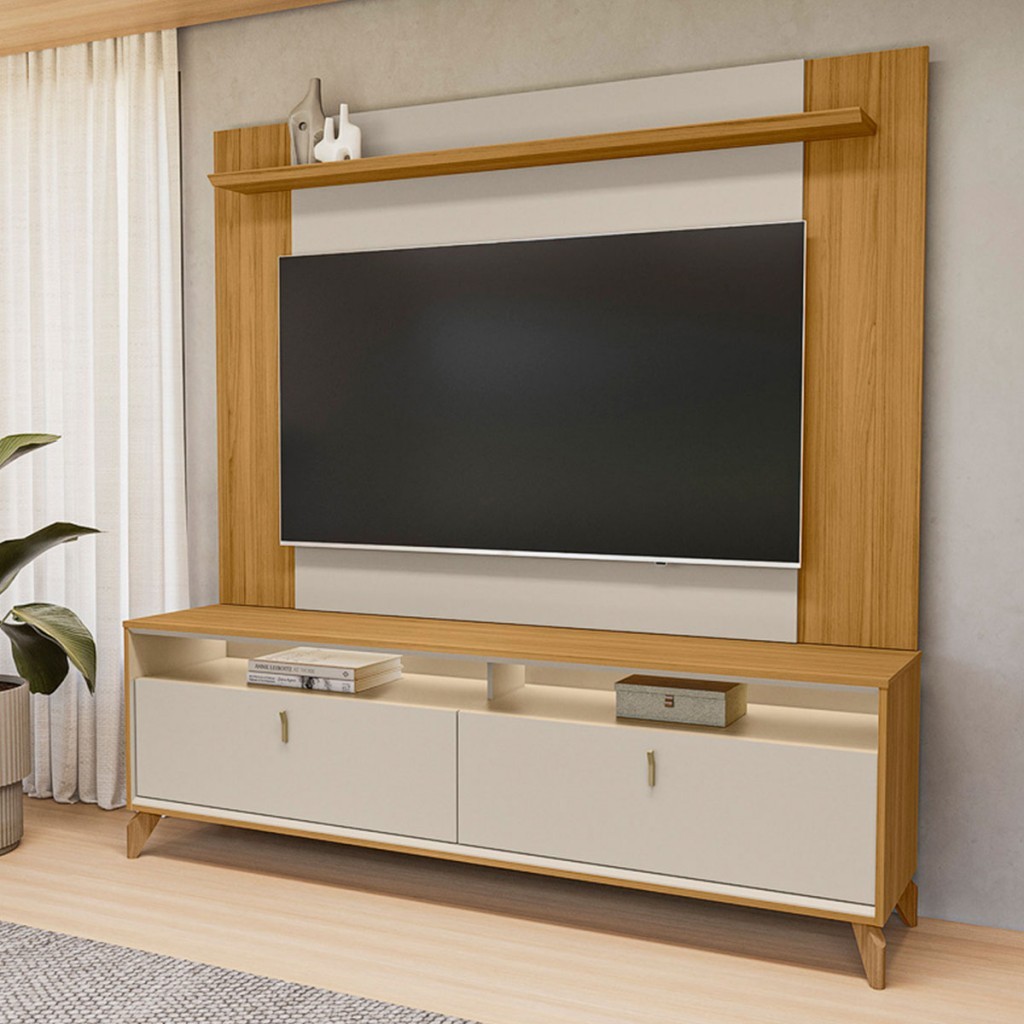 Rack com Painel para TV Até 55 Polegadas Dubai 2 Portas 1 Prateleira ...