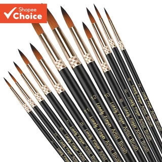 Conjunto De Pincéis De Pintura Profissional , 12 Peças , Ponta Redonda , Cabelo De Nylon , Pincel Acrílico Para A Óleo W