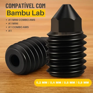 Bico Nozzle Hotend Aço Para Impressora 3d Bambu Lab A1 Mini Combo AMS, A1 Mini, A1 Combo AMS