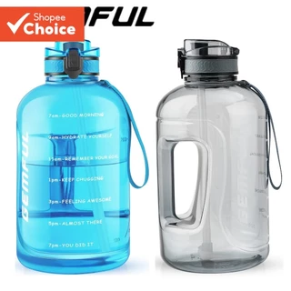 Garrafa De Água Grande GEMFUL 3L Com Marcador De Tempo Sem BPA À Prova De Vazamentos Jarro De Bebida Motivacional De Cap
