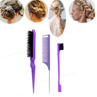 Kit 3 Peças Profissional Para Cabelo / Pente de Cauda/ Escova Provocadora e de Sobrancelha / Finalizações e Volume - WL em Oferta na Shopee
