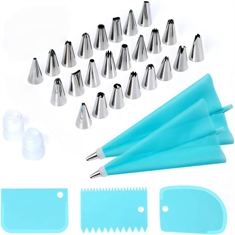 Kit Confeiteiro Saco de Creme Reutilizável + 24 Pçs Conjunto