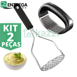 Kit 2 Utensílios para Cozinha Inox: Triturador de Alho e Amassador de Batata Espremedor Resistente em Oferta na Shopee