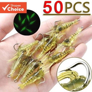 50 Camarão Macio 4cm Isca Artificial Anzol Peixe