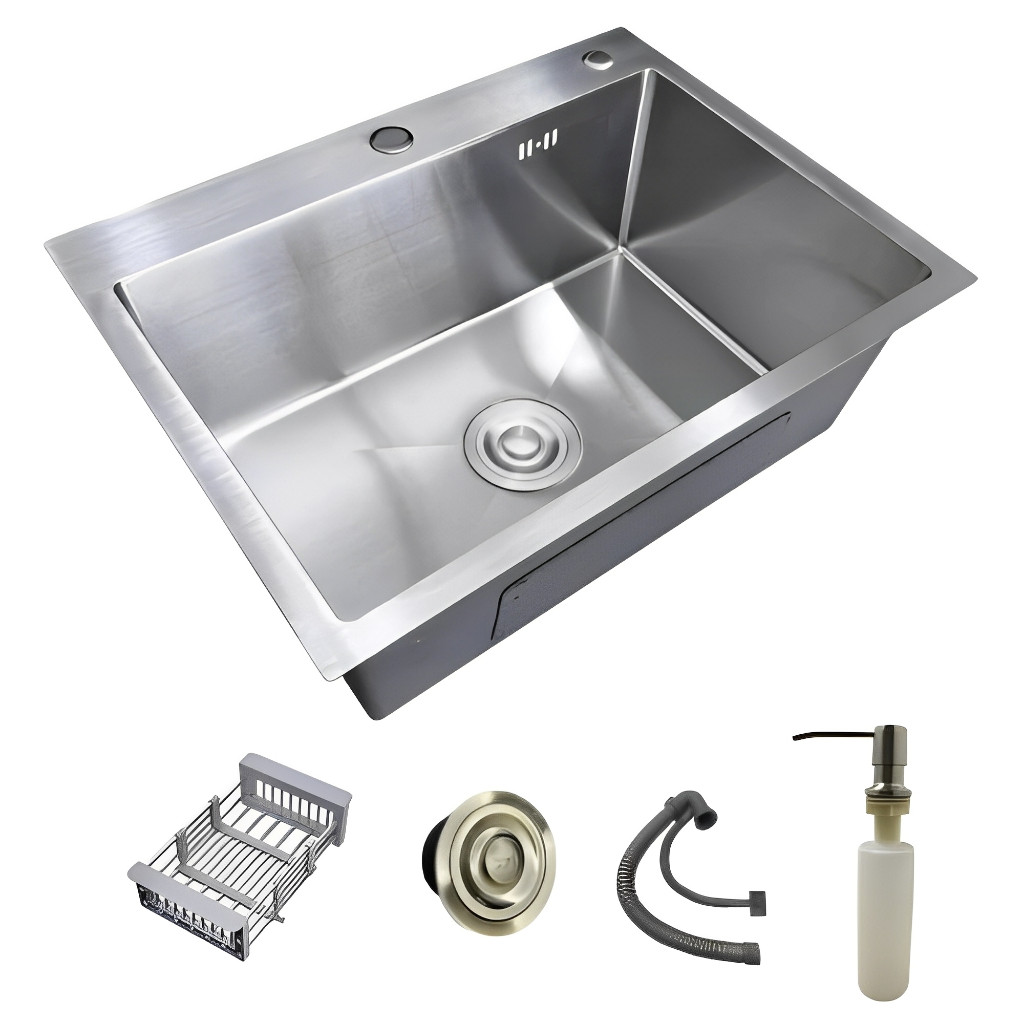 Cuba Inox Escovado Quadrada 60x45 Gourmet Com Acessórios - prata