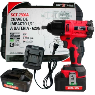 Chave de impacto a bateria 20V Brushless encaixe 1/2" com 2 baterias - SGT-7500A Sigma em Oferta na Shopee