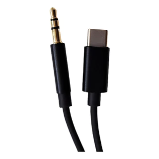 Cabo P2 Auxiliar de Áudio Adaptador Tipo C A 3.5mm E USB Preto