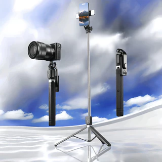Tripé de bastão de selfie para celular de 1,7 m, controle remoto integrado, portátil em Oferta na Shopee
