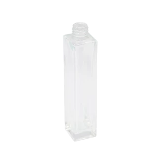 Frasco de Vidro Transparente 50ml Rosca 18/410 Modelo 'Quadrado Alto'