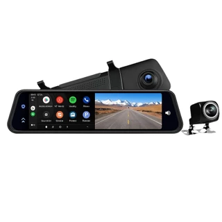 RETROVISOR COM CARPLAY E ANDROID AUTO E CÂMERA DE RÉ