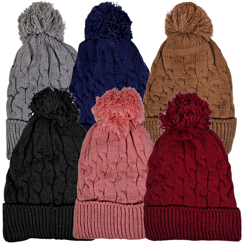 Kit 24 Touca feminina pompom forrada de pelo inverno térmica | Shopee ...