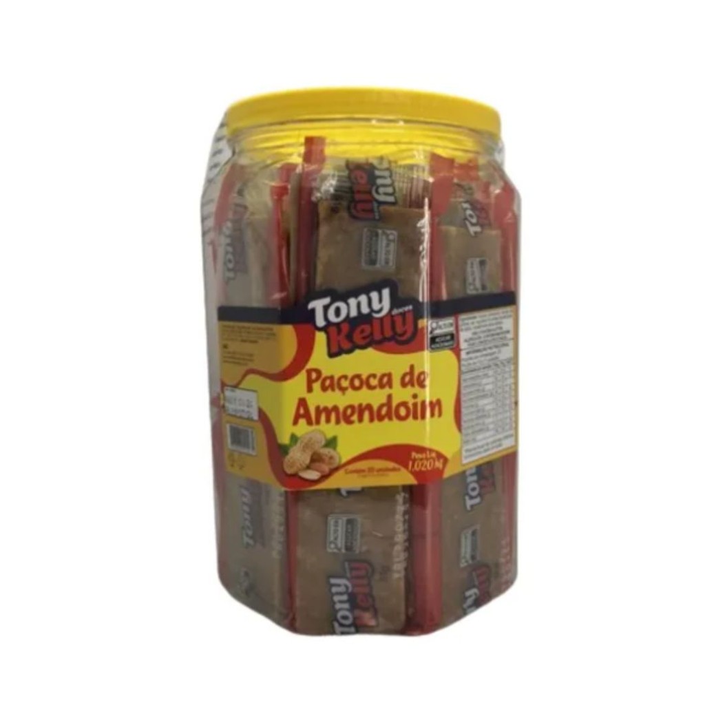 Paçoca de Amendoin pote1,020KG C/20uni - Tony Kelly | Shopee Brasil