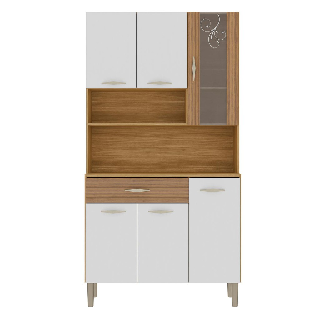 Armário de Cozinha Compacta 90cm Bruna Plus Freijó/Supremo Z06