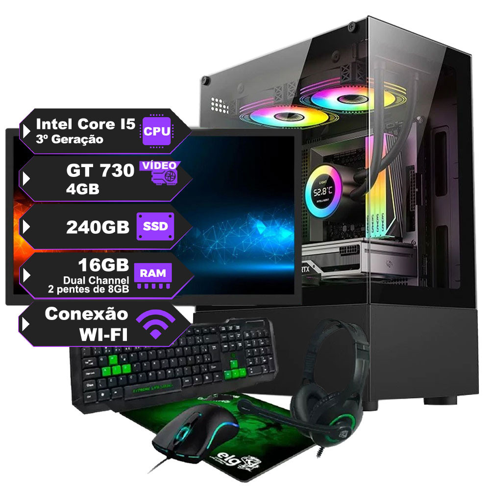 Pc Gamer Intel I5 Completo GT 730 de 4Gb SSD 240GB Ram 16GB Fonte 550w ...