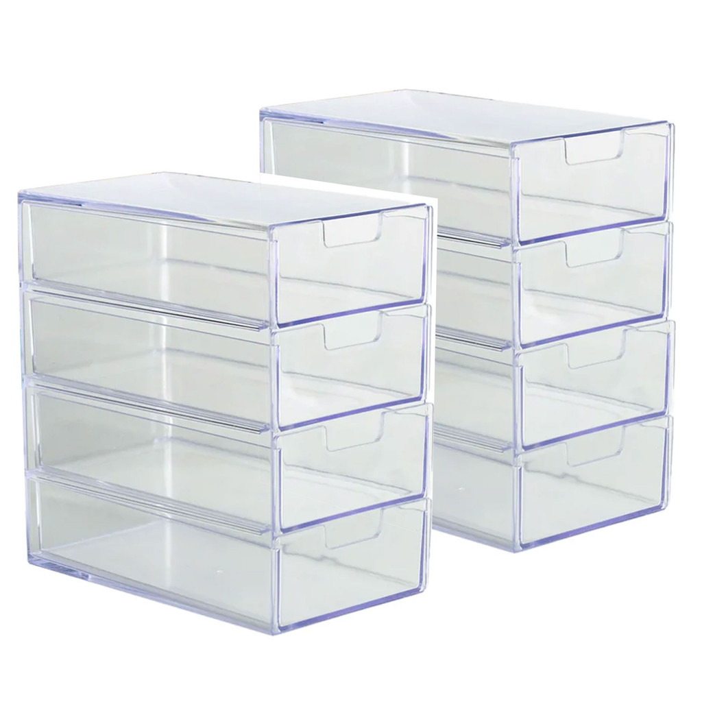 Gaveteiro Organizador em Acrílico Transparente com 4 Gavetas para maquiagens e acessórios