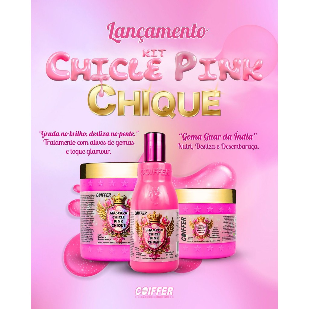 KIT CHICLE PINK CHIQUE COIFFER(3 UNIDADES) | Shopee Brasil