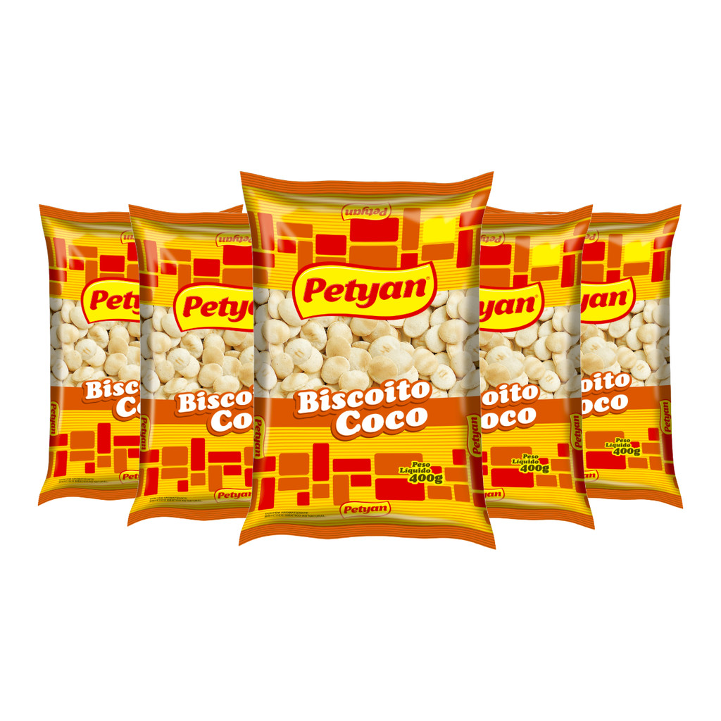 5 Pacotes de Biscoito Coco 400g PETYAN | Shopee Brasil