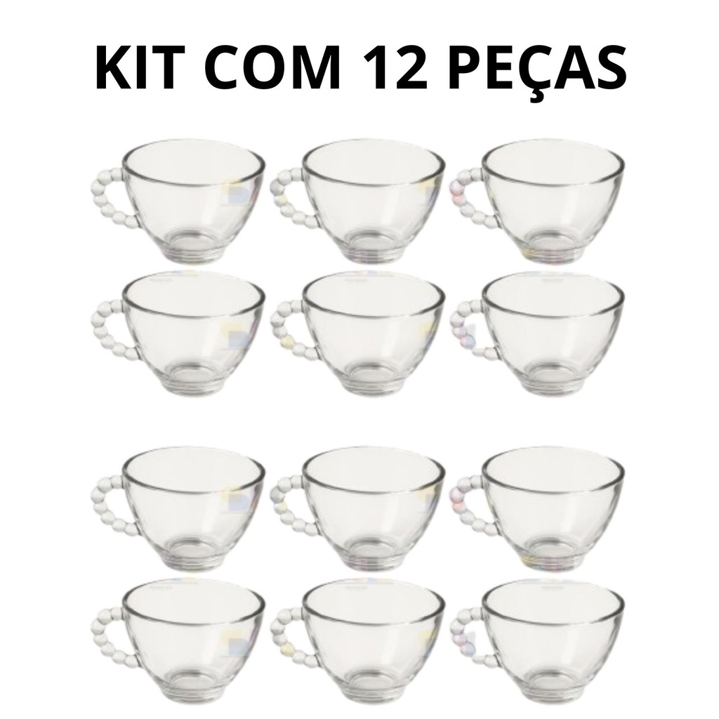 Kit 6 OU 12 Xícaras 100ml PEROLA Bubly Collection Xicara Louça Chá Café ...