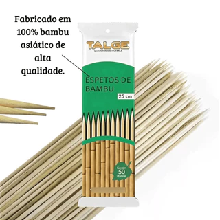 Espeto De Bambu Palito P/ Churrasco 25cm - 50 Unid.