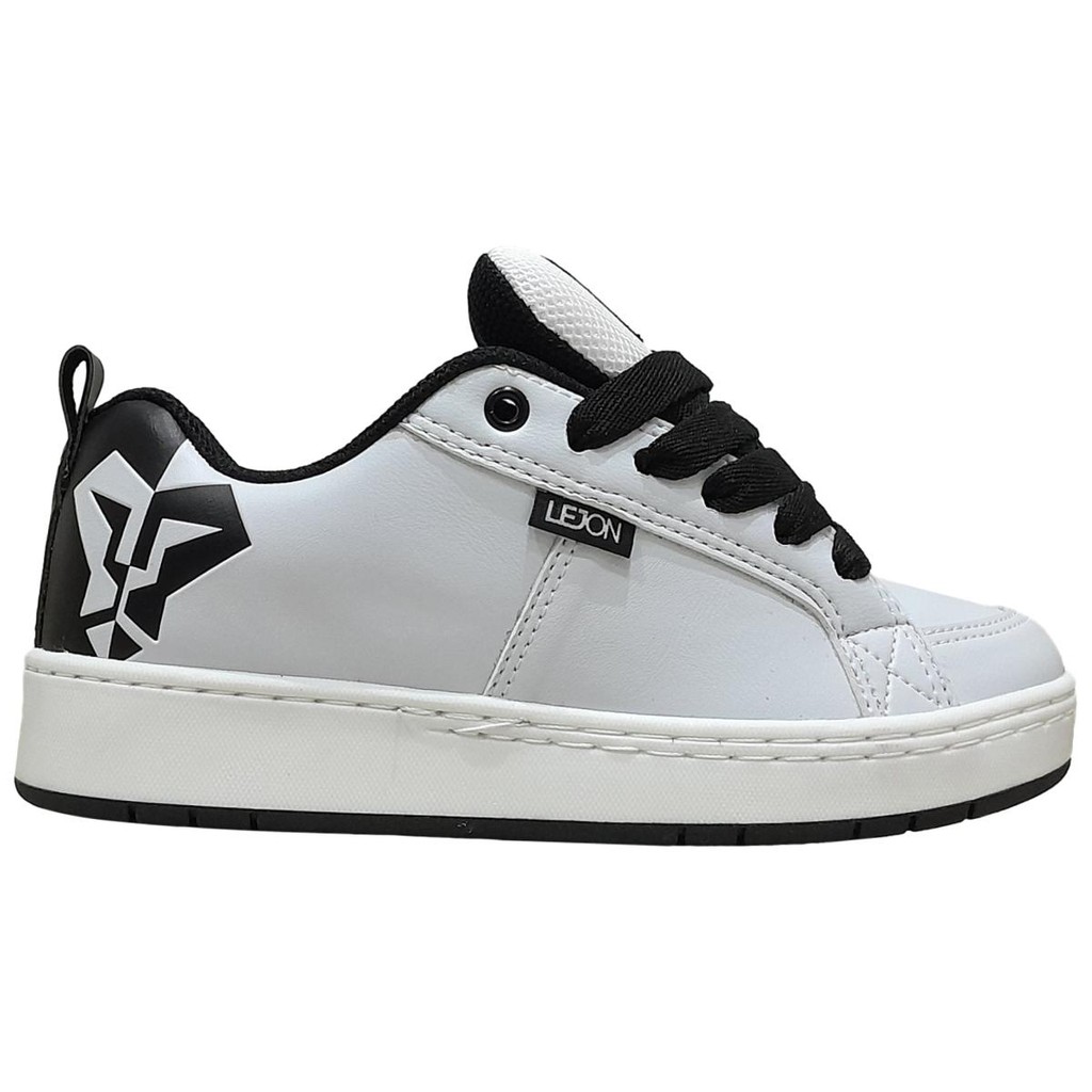 Tênis Lejon Rebel Skate Robusto Branco Preto Leão LJSC0006