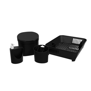 Conjunto Organizador de Pia Coza Basic Preto 4 Peças