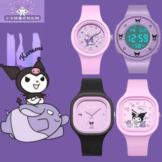 Relógio Eletrônico Sanrio Kuromi LED Light Watch Para Meninas Silicone Strap Round Square Dial Infantil À Prova D