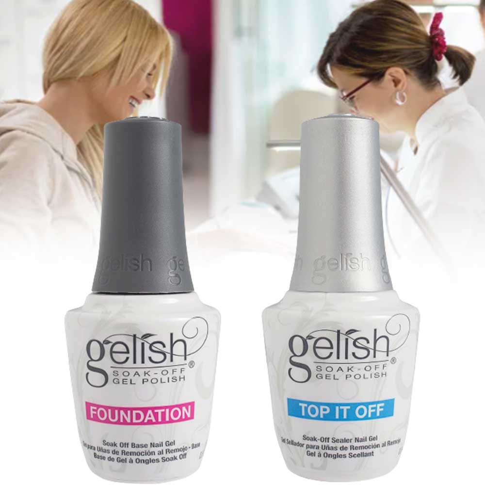 Gelish 15mL Foundation Base Coat No Wipe Top Coat Clear UV Gel
