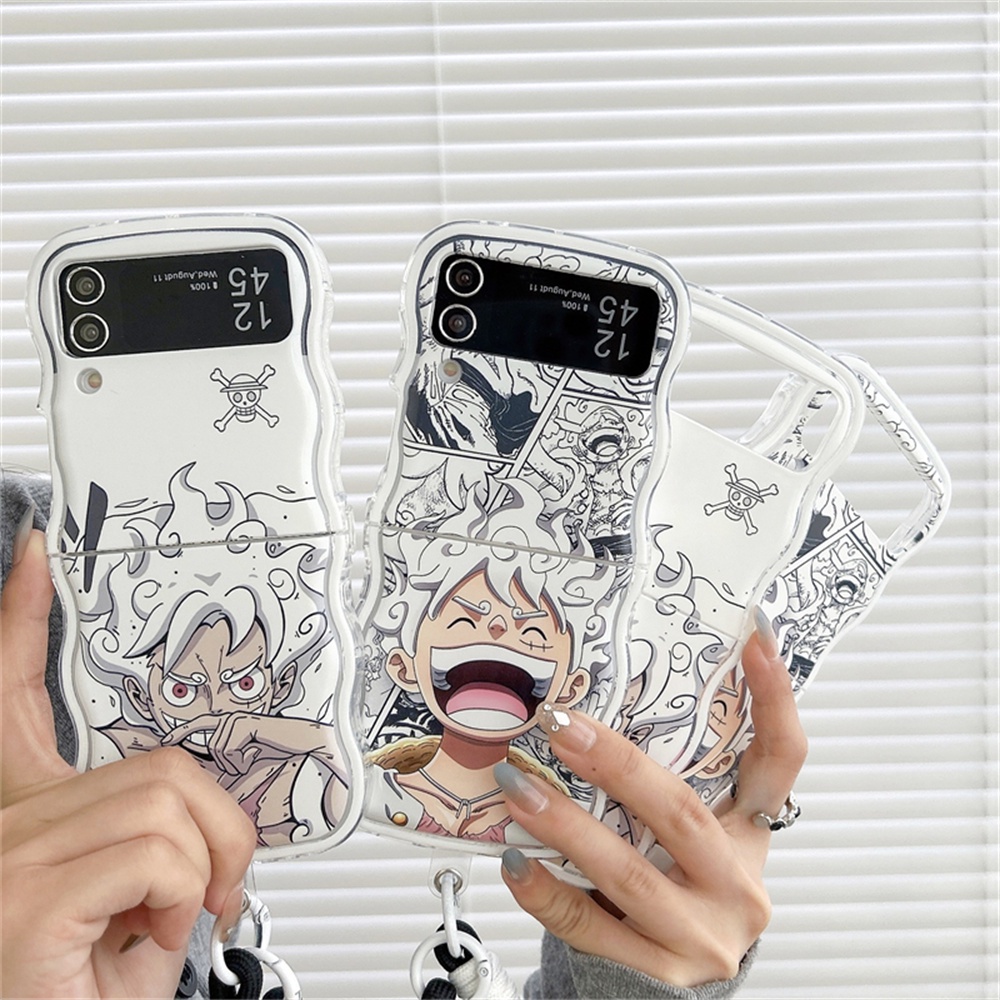 Capa Protetora À Prova De Choque Para Samsung Galaxy Z Flip 5 5G Cute Cartoon Luffy Flip5 Traseira Em Silicone