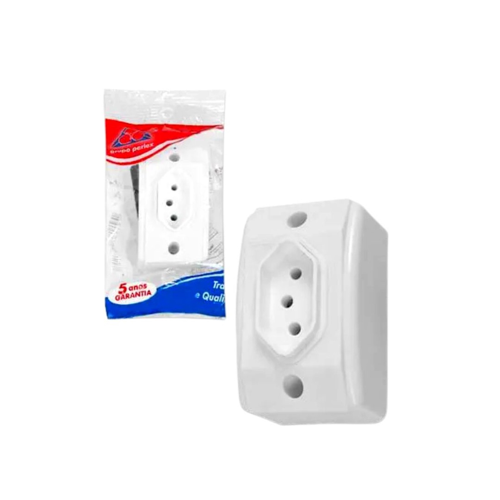 Tomada Externa Sobrepor 2P+T Retangular Perlex | Shopee Brasil
