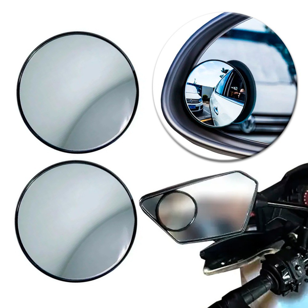 Par Espelho Retrovisor Convexo Auxiliar Vidro 5cm Carro Moto