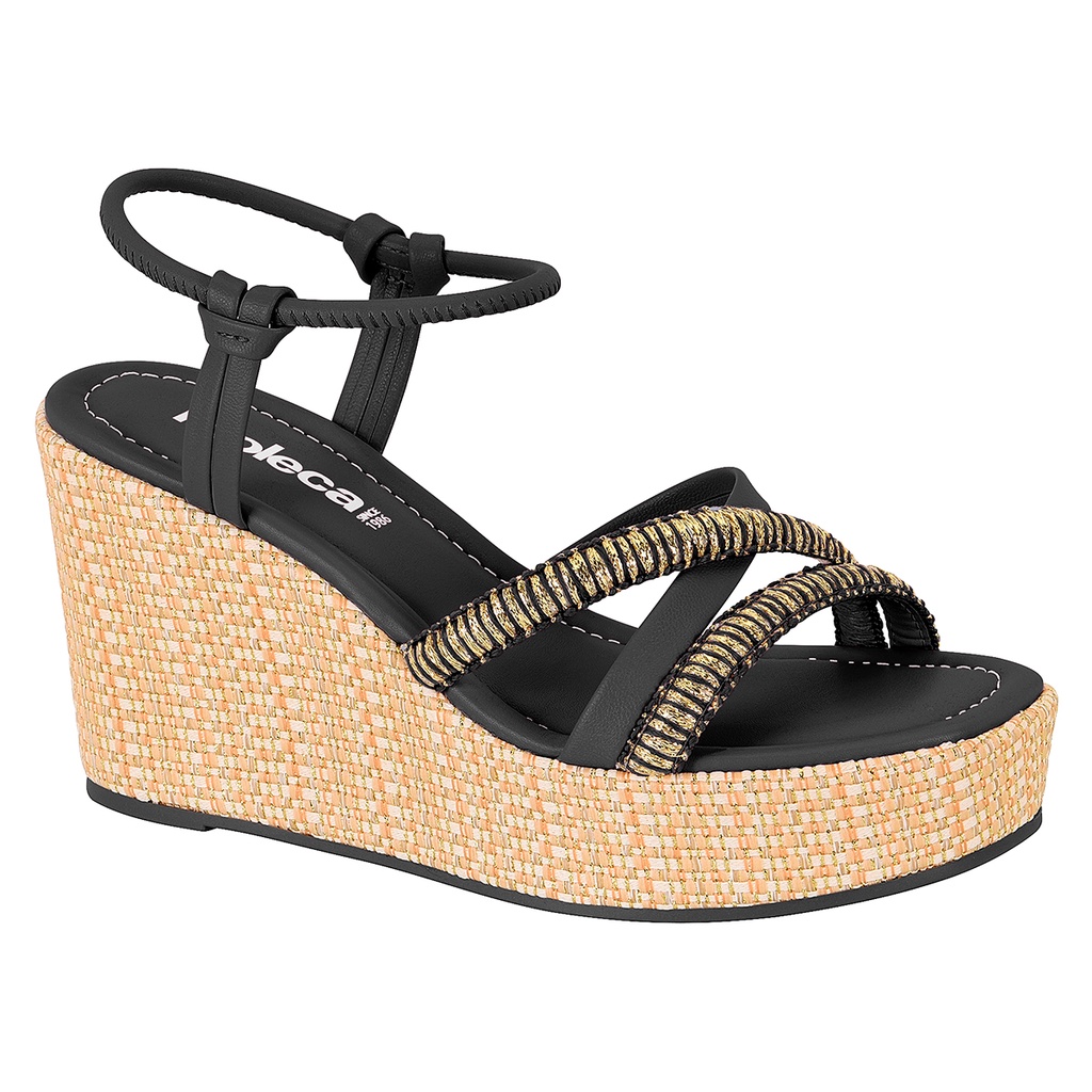 Sandalia Feminina Moleca Salto Alto Grosso Anabela Plataforma Meia Pata  Confortavel Festa Macia Conforto Casual