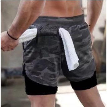 Bermuda Masculina 2 em 1 com Compressão, Suporte e Bolso para Celular