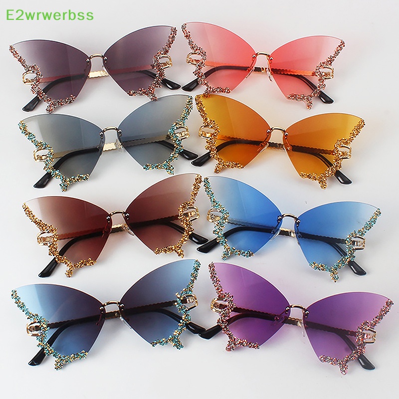 [E2wrwerbss] Óculos De Sol De Borboleta Diamantada Femininos Vintage ...