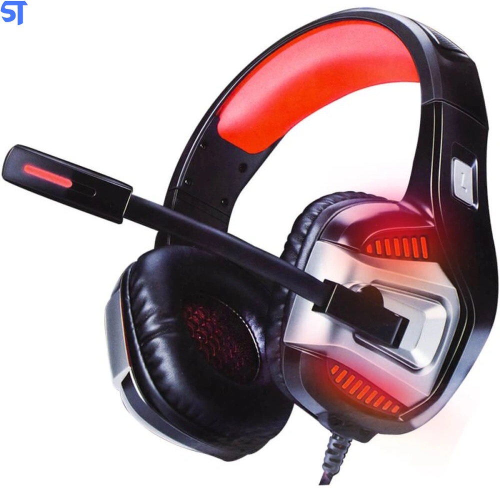 Headphone Gamer 7.1 Drive Hyperx LED Som Surround Microfone GH-X1800 Preto e Vermelho