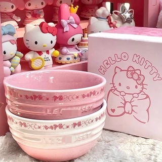 Conjunto de Louça de Mesa para Estudantes de Mesa Co-Branded hellokitty Bowl Cute Household Comendo Tigela