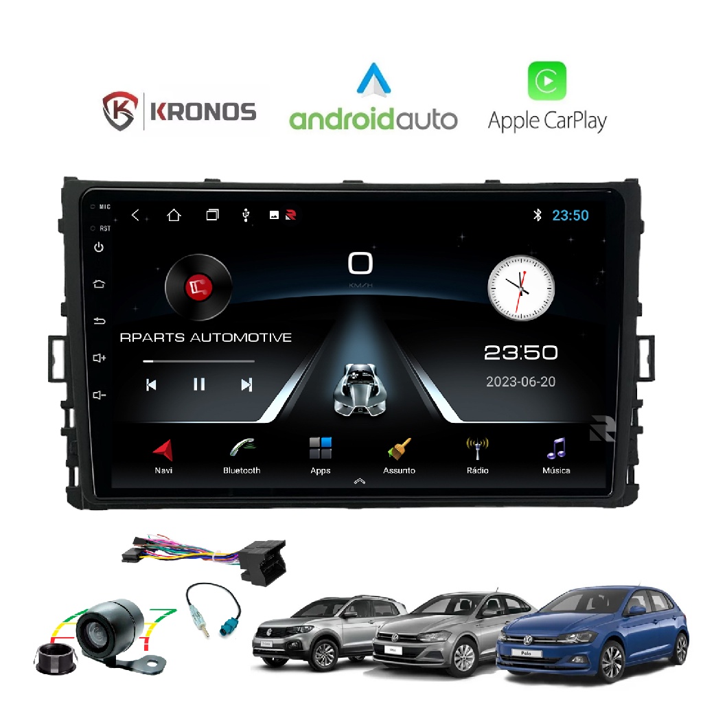 Kit Central Multimidia Kronos 9 Polegadas Android VW Nivus Polo Virtus ...