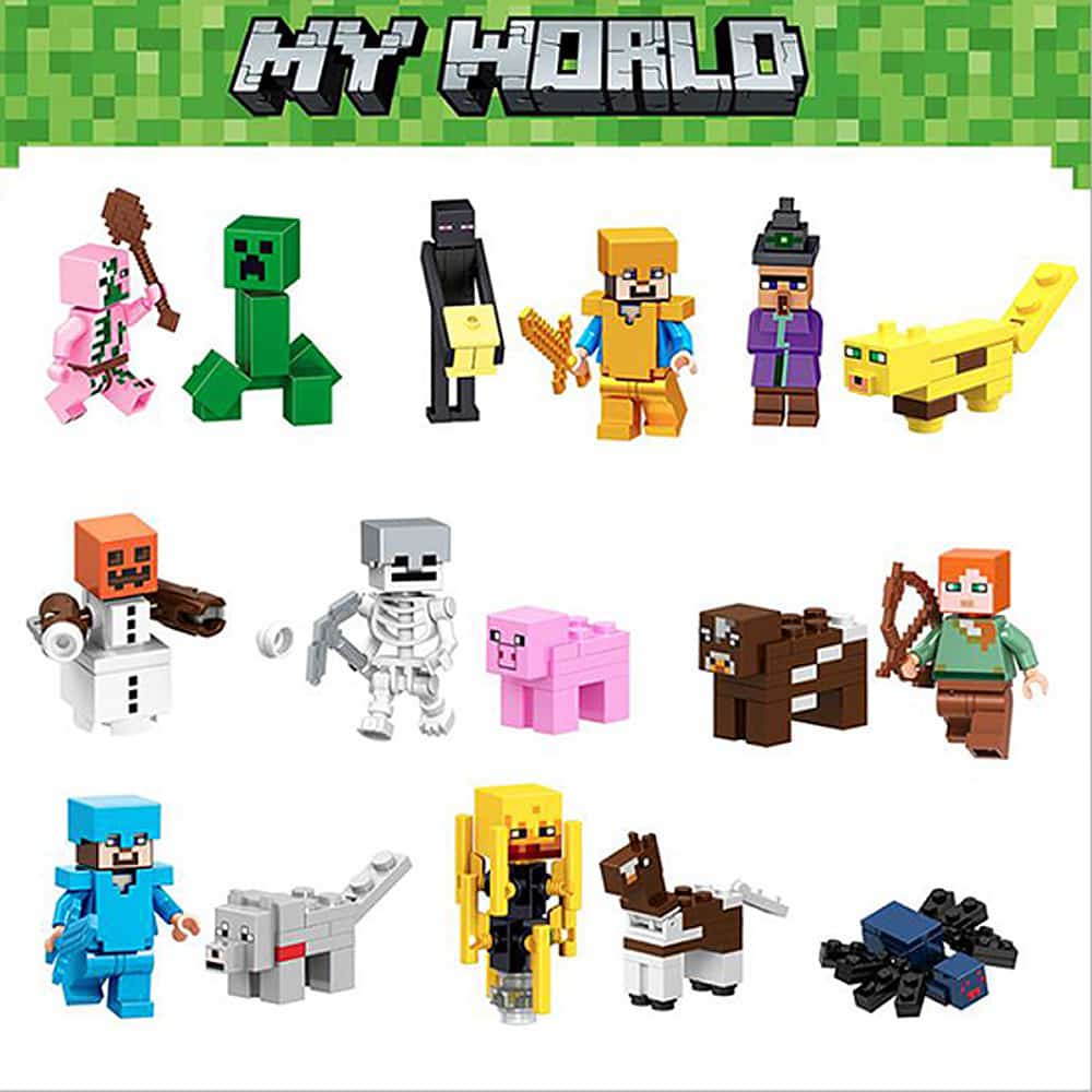 Bloco De 6 Peças Minecraft Bonecos De Construção De Blocos De Adequados  Para Personagens Lego World Mini My Series Kids Toys Gift