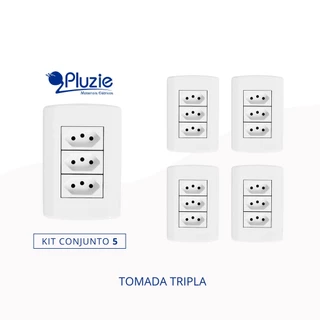 Kit 5 Tomadas Triplas 250V 20A Modular Luxo