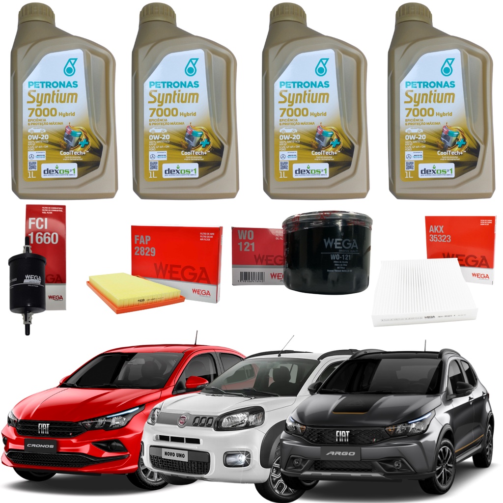 Kit Troca Óleo Motor Filtros 0w20 Fiat Cronos 1.3 4Cilindros | Shopee ...