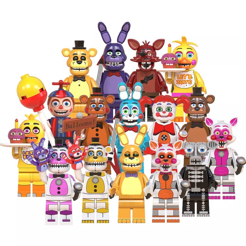 Five Nights at Freddy's Minifigures Chica Bonnie Freddie Fox Robert Thriller Minifiguras De Blocos De Construção Montados Brinquedos Infantis Série