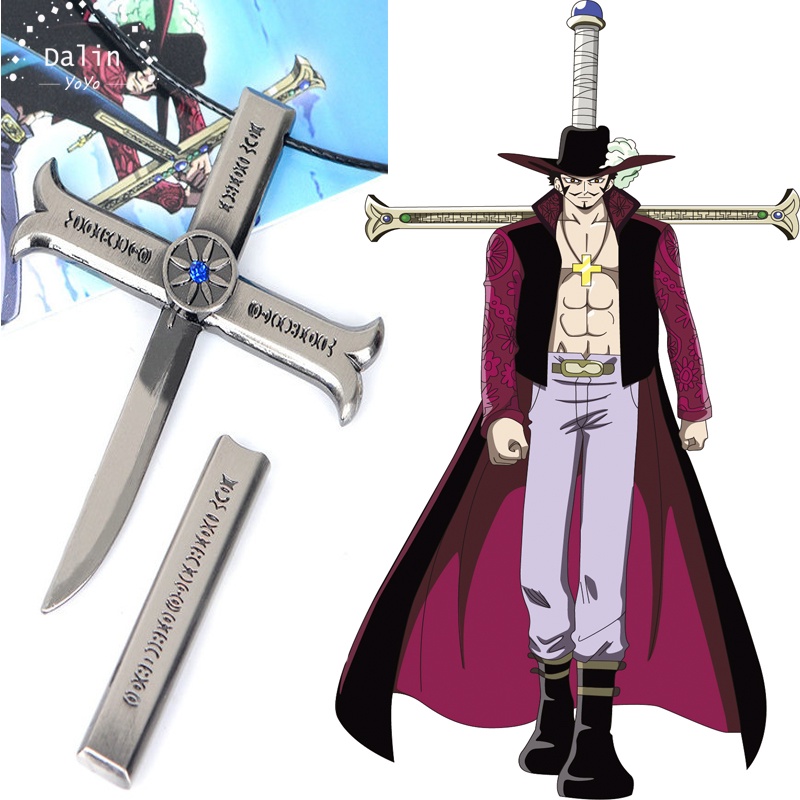Anime One Piece necklace Dracule Mihawk Cross Pendant Retro Colar Sem Ferrugem Homens Acessórios De Moda Mulher