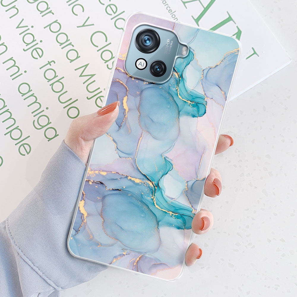 HHUAN per Blackview Oscal C80 Cover Con Vetro Temperato Pellicola, Custodia Silicone Ultra Sottile Morbido Antiurto, 6.5 Trasparente TPU Bumper Cover per Blackview Oscal C80 - WMA33